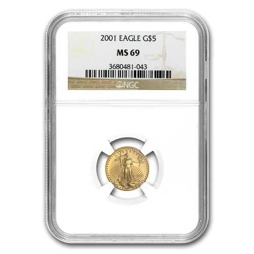 2001年 1/10オンス アメリカンゴールドイーグル MS-69 NGC