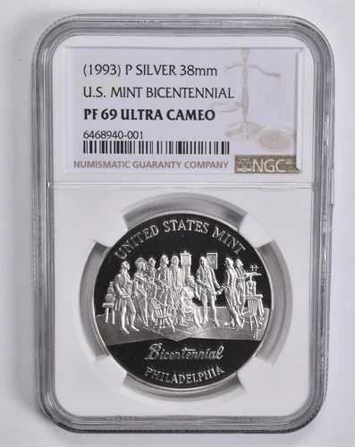 PF69 UCAM (1993)-P アメリカ造幣局 建国200周年記念銀メダル 38mm NGC *5587