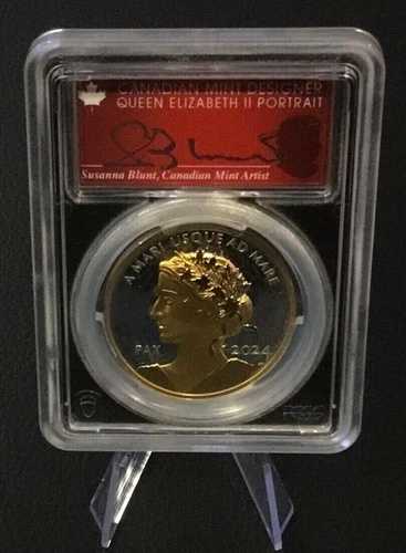 2024 1オンス シルバー $1 カナダ ピース ドル PR70DCAM PCGS UHR FDOI S. ブラント サイン入り !