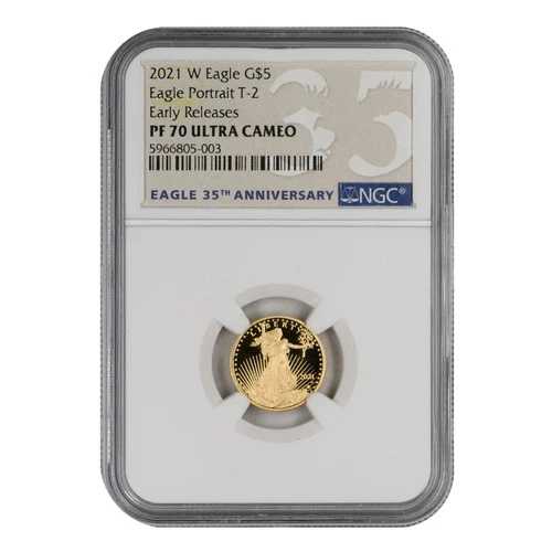 2021年 1/10オンス アメリカンゴールドイーグル NGC PF-70 ウルトラカメオ T-2 アーリーリリース