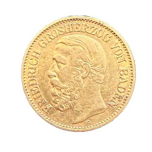 ドイツ バーデン 1876 G 金 10 マルク 流通