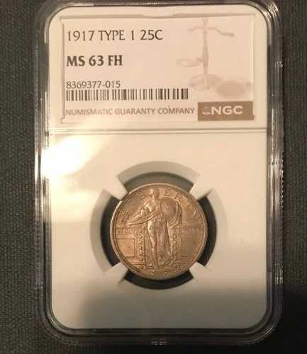 1917年 P スタンディング リバティ シルバー クォーター 認定 NGC MS63FH フルヘッド トーン