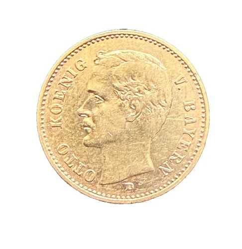 ドイツ バイエルン 1907 D 金 10 マルク 流通 オットー