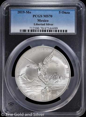 2019年-月 メキシコ 5オンス シルバー リベルタッド PCGS MS 70 | 未流通 UNC BU
