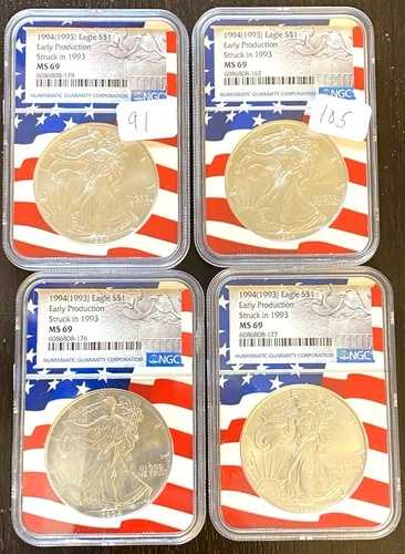 1994 (1993) シルバー イーグル NGC MS69 初期生産、非常に希少!