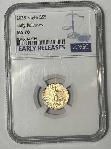 2025年 アメリカン・ゴールド・イーグル 1/10オンス $5 NGC MS70 早期リリース