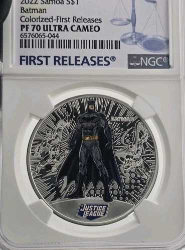 2022年 ソモア 1ドル ジャスティスリーグ バットマン カラー銀貨 NGC PF70 FR Pop 7 レア