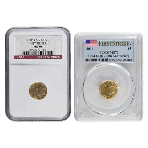 1/10オンス アメリカン ゴールド イーグル MS70 (ランダム年、ラベル、PCGS または NGC)