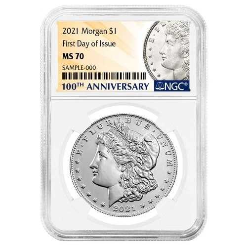 2021年 1ドル モルガン銀貨 NGC MS70 FDI 100周年記念ラベル