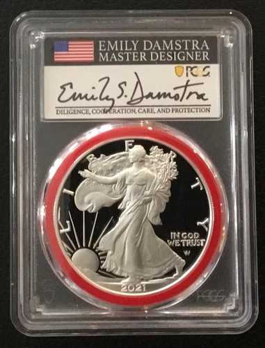 2021 S $1 プルーフ シルバー イーグル タイプ 2 PCGS PR70 DCAM ファースト ストライク ダムストラ サイン入り!