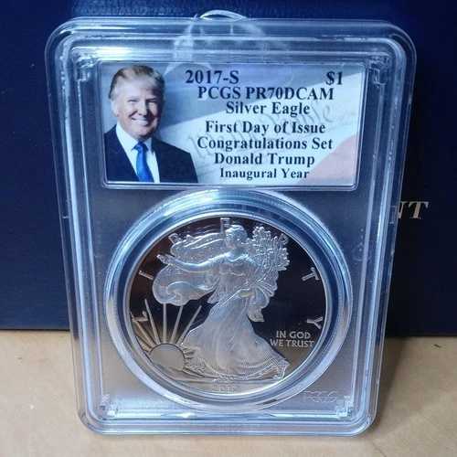 シルバーイーグル 2017 S FDOI 限定版 PRセット トランプ就任式 PCGS PR70DCAM 希少