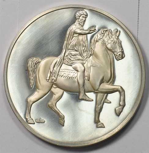 メダルスターリングシルバー重量65-67gプルーフMarc Aurele Horse 1126コンバインシップ