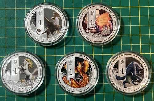 パース造幣局 2013年 神話の生き物 5枚セット 1ドル銀貨