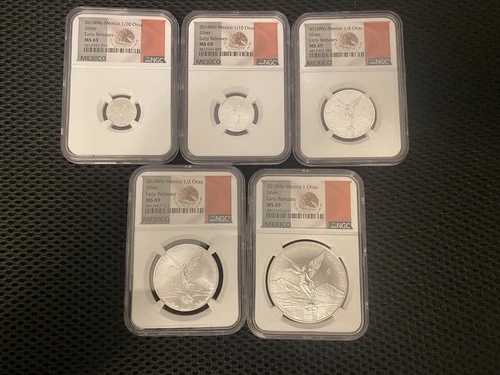 2018年 MO メキシコ シルバー NGC MS69 早期リリースセット（スラブコイン5枚） 110,000円