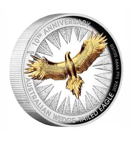 2024年 ウェッジテールイーグル 10th Ann 1オンス シルバー プルーフ ハイレリーフ 金メッキ、メルカンティ