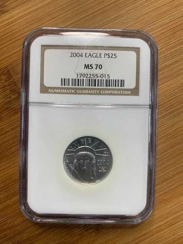 2004年プラチナアメリカンイーグル、NGC MS 70、P$25、1/4オンス
