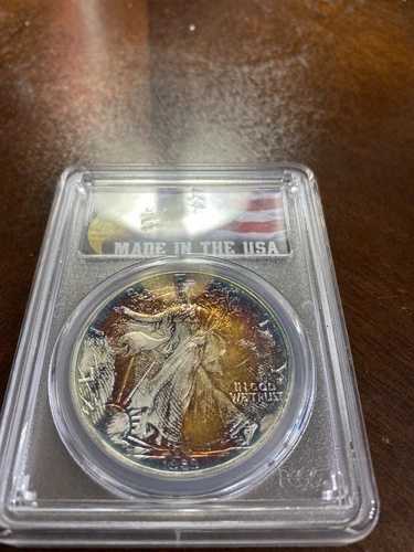 1989年アメリカンイーグル銀貨 PCGS MS68 モンスターレインボートーン