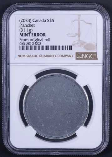 (2023) カナ??ダ 5ドル メープルリーフ ブランクプランシェット NGC ミント エラーコイン - RB002
