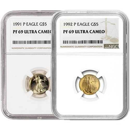 1/10オンス プルーフ アメリカン ゴールド イーグル コイン PR/PF69 (ランダム年、PCGS または NGC)