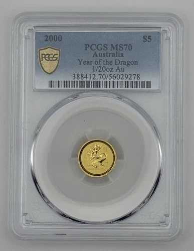 2000年 5ドル オーストラリア 1/20オンス 金貨 ? MS70 POP 9 ? 龍年（りゅう）