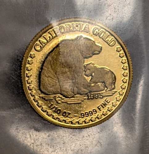 1995 1/10 .9999 ファイン カリフォルニア ゴールド ラウンド - COA 付き ~ CC メーカー ~ PF/PL