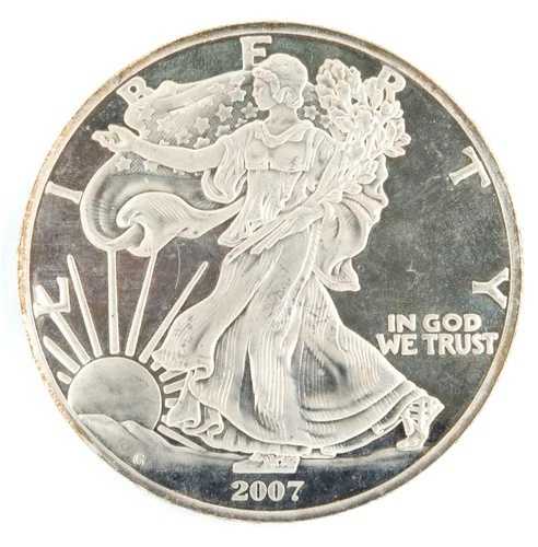 2007年 リバティ アメリカンイーグルデザイン 7.4トロイオンス .999 純銀ラウンドコイン