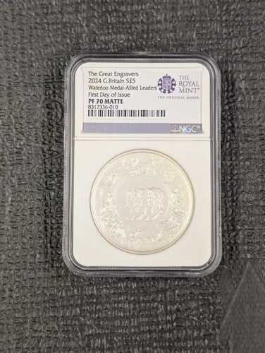 2024年 イギリス ウォータールー勲章 2オンス シルバー NGC PF 70 マット FDOI Pop-59
