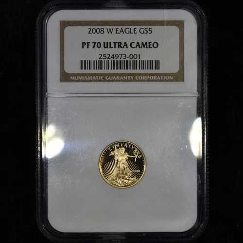 2008-W 5ドル プルーフ ゴールド アメリカンイーグル ? NGC PF-70 ? 1/10オンス コイン 001?信頼済み?