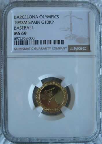 スペイン 1992 金貨 10000 ペセタ NGC MS-69 バルセロナオリンピック 野球