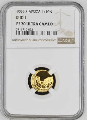 南アフリカ 1999年 ワイルドライフ ナチュラ クーズー 1/10オンス ゴールド プルーフコイン NGC PF70 UCAM