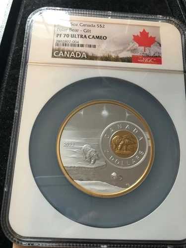 2022年 カナディアン ビガーピクチャー ポーラーベア（5.06 Tr oz ag）99.99ドル 2ドル **NGC*PF-70 UC 152,900円