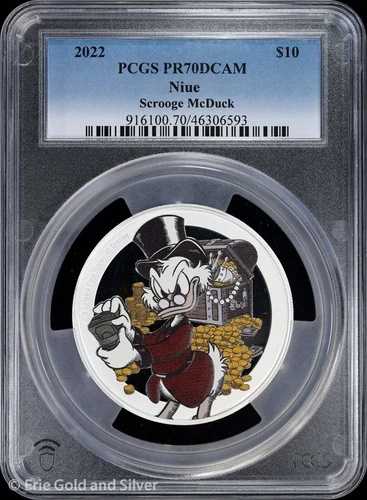 2022年 10ドル ニウエ 3オンス シルバー プルーフ スクルージ・マクダック PCGS PR 70 DCAM