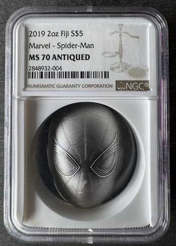 2019年 2オンス フィジー S$5 マーベル スパイダーマン MS70 アンティーク NGC