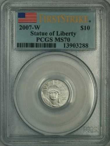 2007-W 10ドル バーニッシュ加工 10分の1オンス プラチナ イーグル PCGS MS70 ファーストストライク