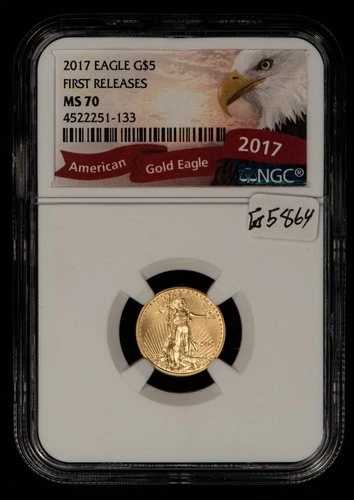 2017 G$5 1/10オンス ゴールド アメリカンイーグル - 初リリース - NGC MS 70 - SKU-G5864