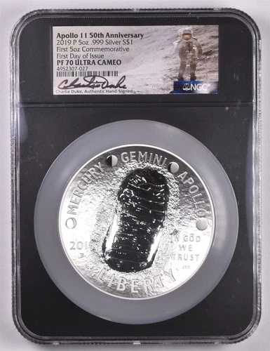 2019-P アポロ11号 50周年記念 5オンス シルバー NGC PF70 ウルトラカメオ チャーリー・デューク