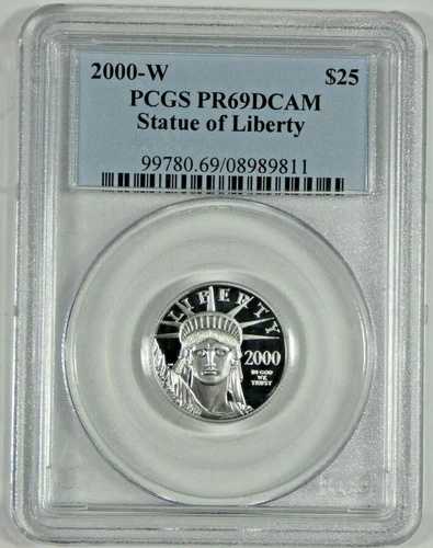2000-W 25ドル アメリカ製 プラチナ製 自由の女神像 PCGS プルーフ 69 ディープカメオ