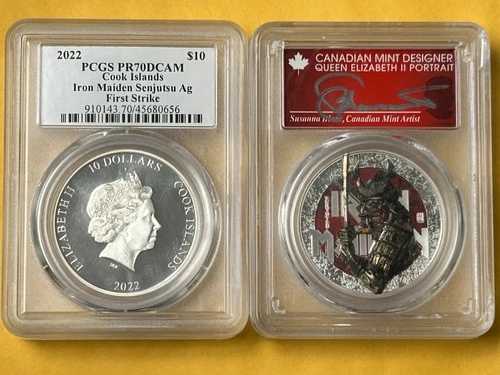 2022年 2オンス 10ドル銀貨「アイアン・メイデン 仙術銀貨」PCGS PR70DCAM ファーストストライク サイン入り