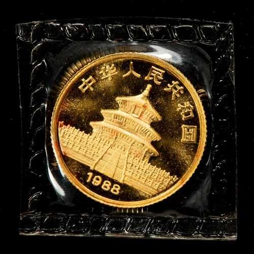 1988年 10元 中国 1/10オンス 金パンダコイン - 未開封 OMP - SKU-G3310