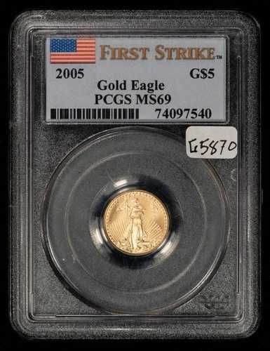 2005年 G$5 1/10オンス ゴールド アメリカンイーグル - ファーストストライク - PCGS MS 69 - SKU-G5870