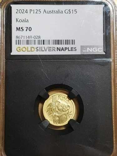 2024年 オーストラリア 15ドル金貨 コアラ 1/10オンス NGC MS70 (P125) パース造幣局
