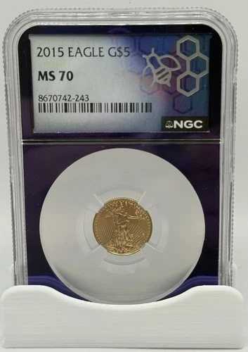 2015年 ゴールドイーグル G$5 NGC MS70 パープル トレーダー ビーコア 5ドル 1/10オンス 金貨