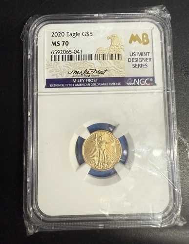 2020年 5ドル 1/10オンス ゴールドイーグル NGC MS70 フロスト（ビュシーク）サイン入り ミントデザイナーシリーズ