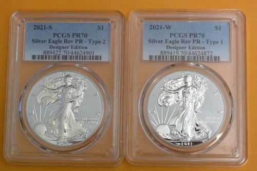 2021年 リバースプルーフ アメリカンシルバーイーグル 2枚セット デザイナーエディション PCGS PR70