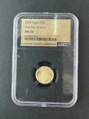 2020年 アメリカン・ゴールド・イーグル 1/10オンス 5ドル - NGC MS70 発行初日 MS 70 ブラック