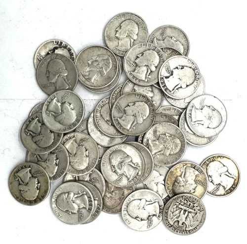 1935-1938年製 90%銀ワシントンクォーター 10ドル額面硬貨 40枚入り混合ロール