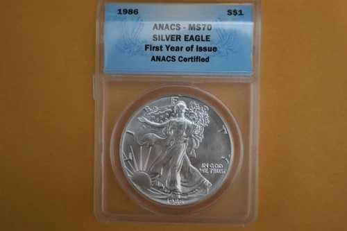 1986年アメリカンイーグル銀貨 ANACS MS70