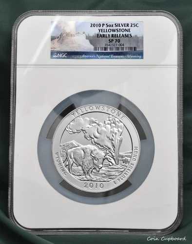 2010-P 5オンス シルバー ATB - イエローストーン - NGC SP70 - 早期リリース