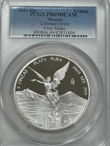 2021 5 オンザ メキシカン プルーフ シルバー リベルタッド コイン PCGS PF69 FS ポップ 1