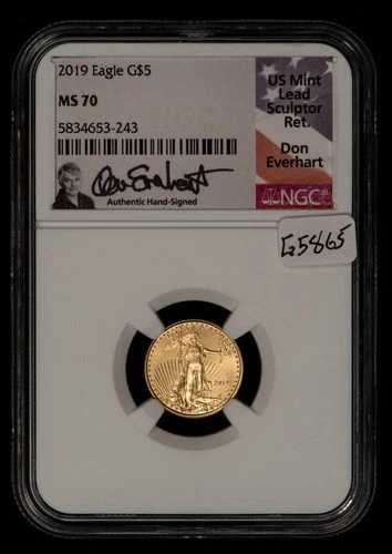 2019 G$5 1/10オンス ゴールド アメリカンイーグル - ドン・エバーハート - NGC MS 70 - SKU-G5865